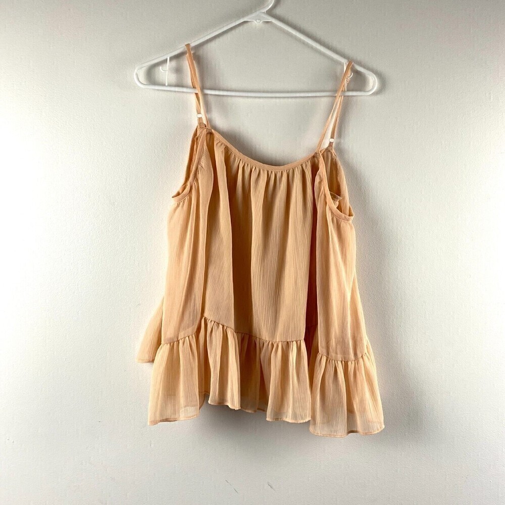 Lovers + Friends Peach Maison Cold Shoulder Long Sleeve Sheer Blouse puff Sz XS